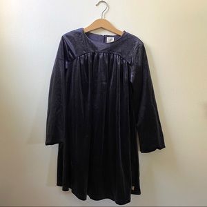 Sparkly velvet long sl dress in dark blue Size 8